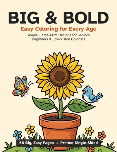 Cover of Big & Bold: Easy Coloring for Every Age, by The New Ark Studio. All ages.