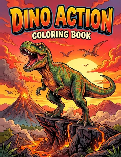 Cover of Dino Action Coloring Book, by The New Ark Studio. Kids.